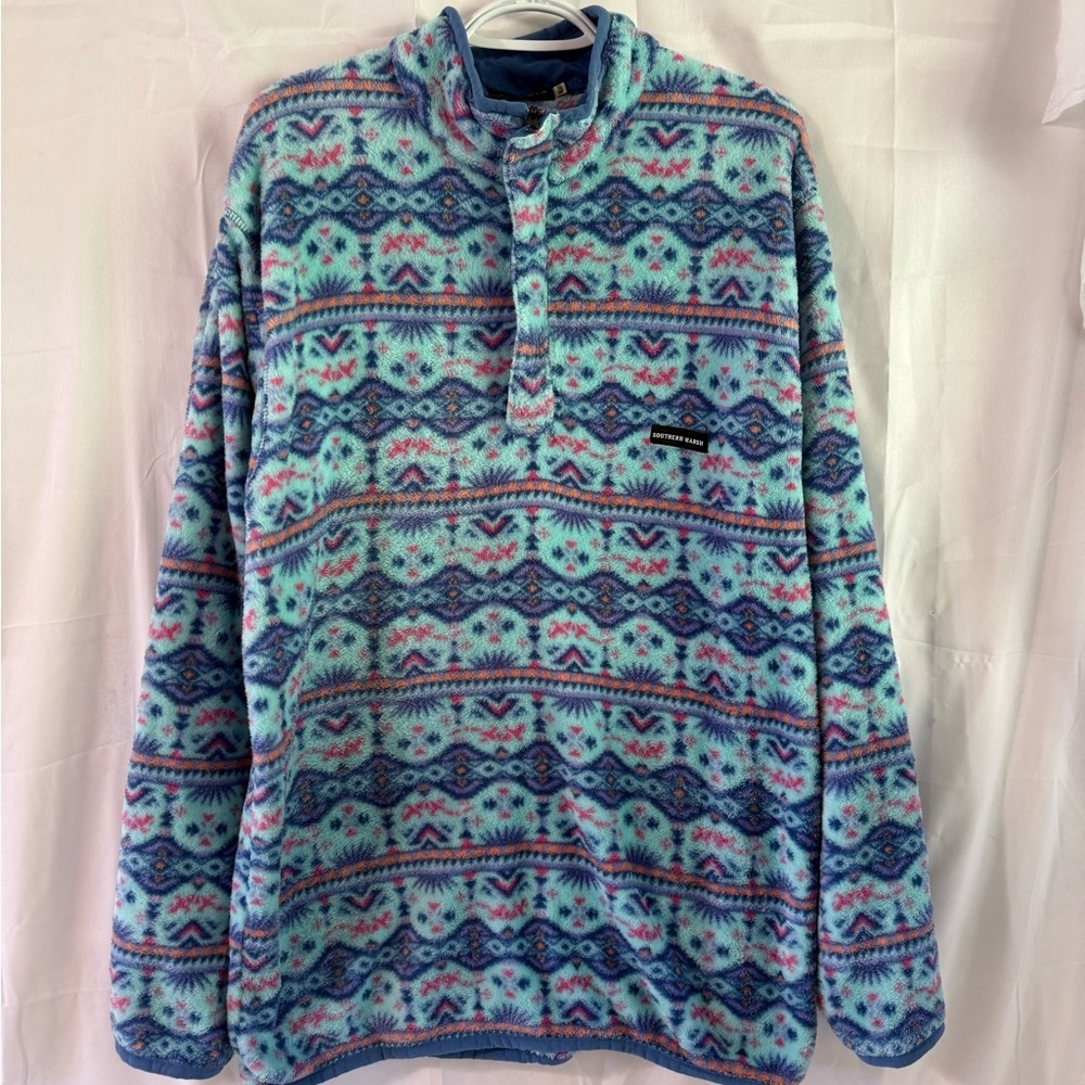 Southern Marsh Teal and Pink Patterned Fleece